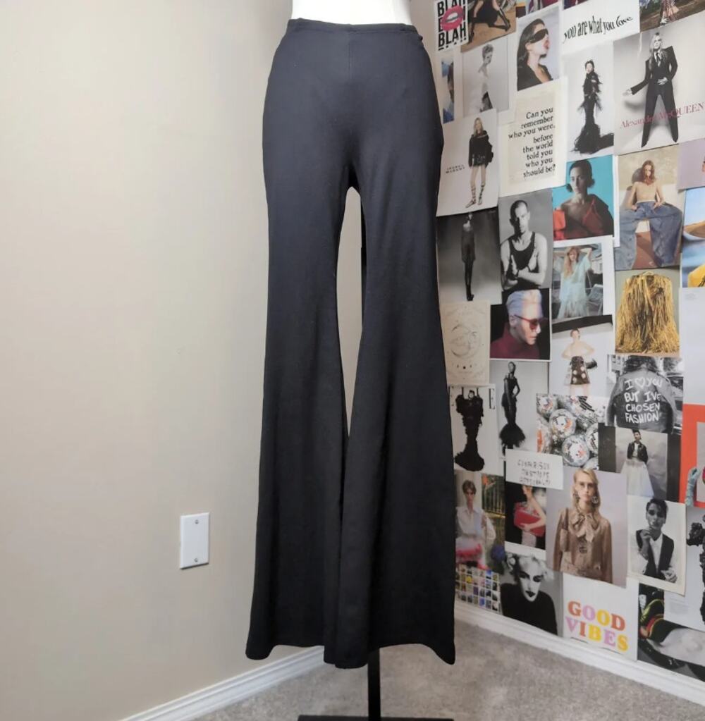 Black Cut Out Waist Flare Pants